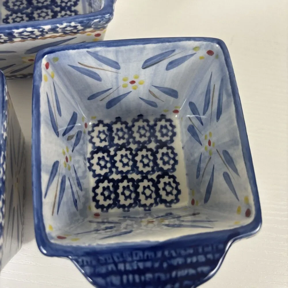 Temptations Ramekin Old World Blue Baking Dish Lids 3.75